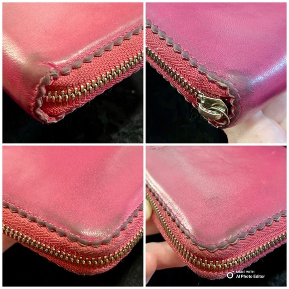 ✨Loewe✨ Vintage Nappa Leather Zip Around Long Anagram Wallet Fuchsia Purple Pink - Picture 6 of 17
